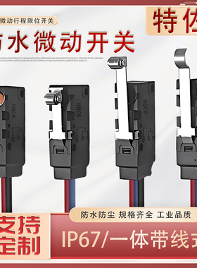 小型防水微动行程限位开关D2VW-5L1A-5L2A-1M-2M带线滚轮按钮开关