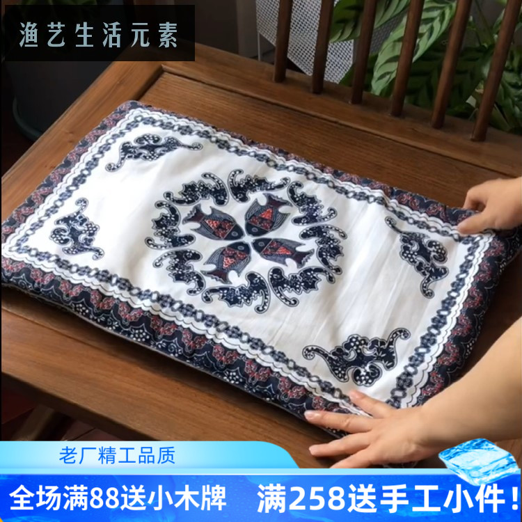 长方形坐垫椅子垫全棉双面 板凳垫榻榻米 中国风纯棉传统特色手工