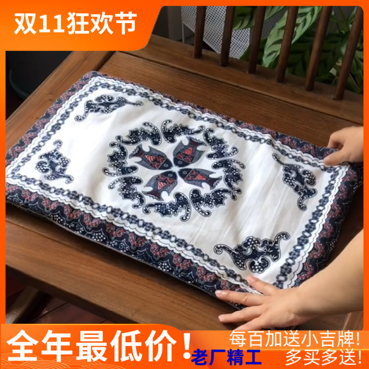 长方形坐垫椅子垫全棉双面 板凳垫榻榻米 中国风纯棉传统特色手工