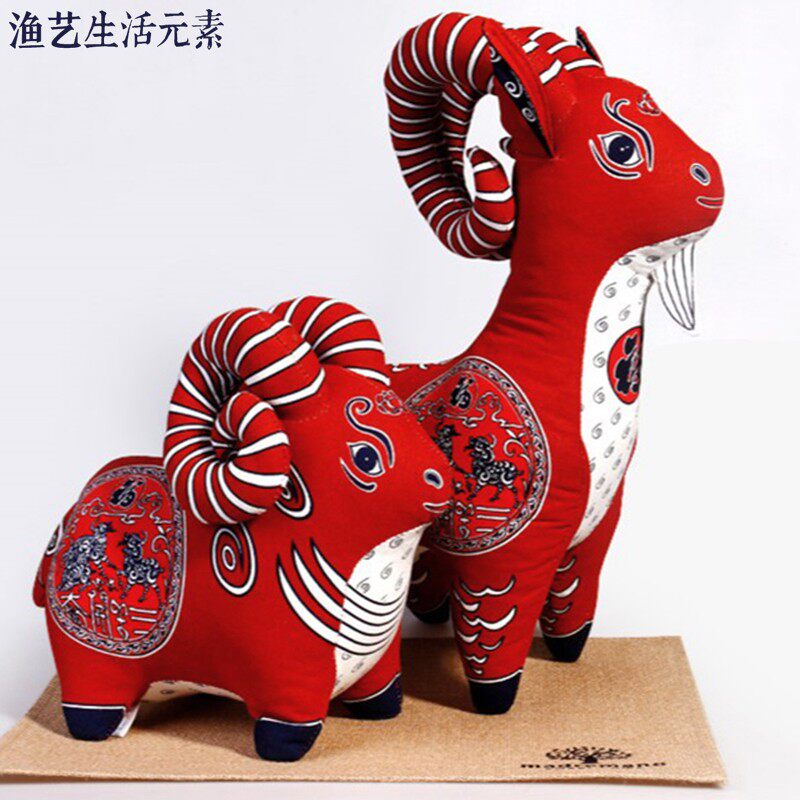 布络羊吉祥物中国风十二生肖布艺玩偶娃娃羊布偶摆件中式手工礼品