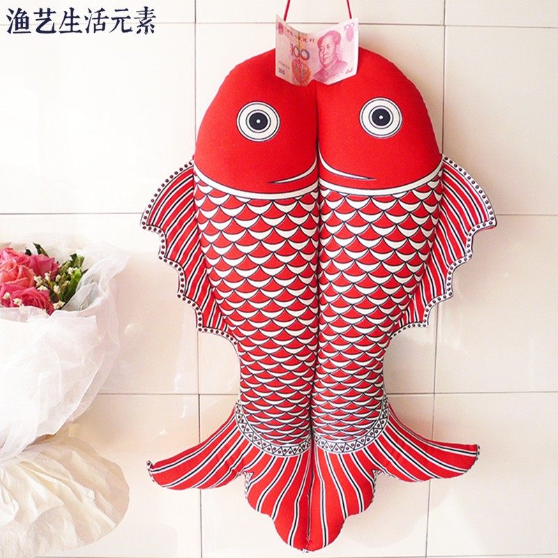 招财对鱼布艺挂件鲤鱼壁挂饰 中国风布络 过年结婚庆出国礼品礼物,家居饰品,壁饰,淘宝优惠券,粉丝福利购,淘宝优惠卷