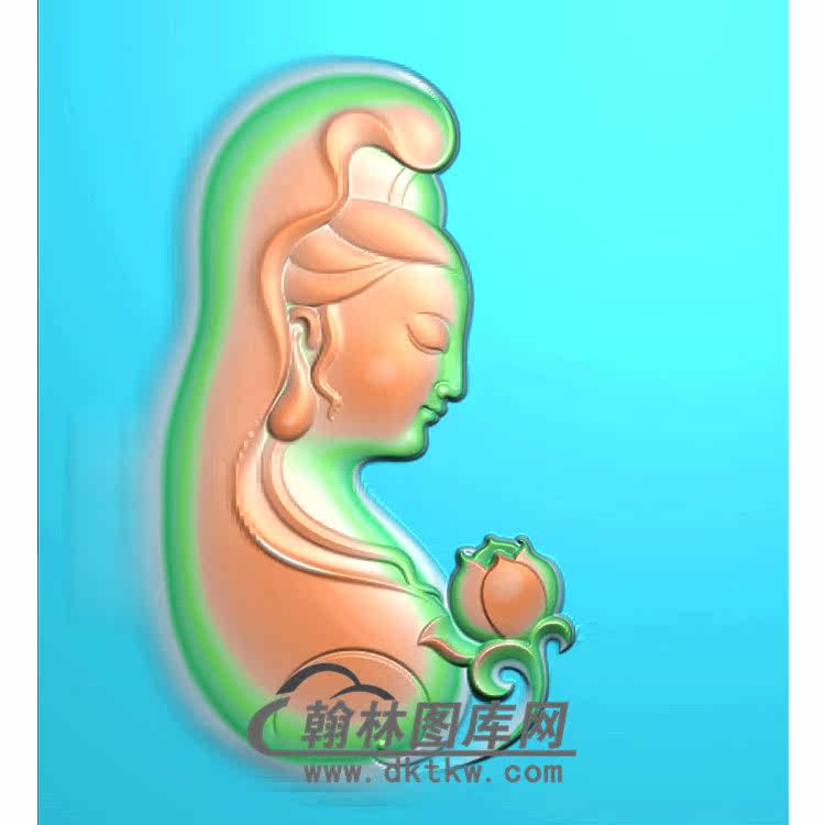 式观音菩萨头像(bgy-283)精雕图浮雕图玉雕木雕图灰度图jdp/bmp