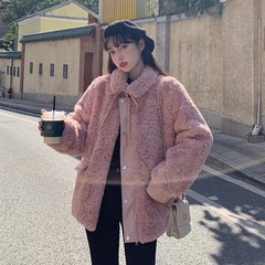 Real price ~ autumn ins lace up cardigan cotton dress lamb wool thin coat