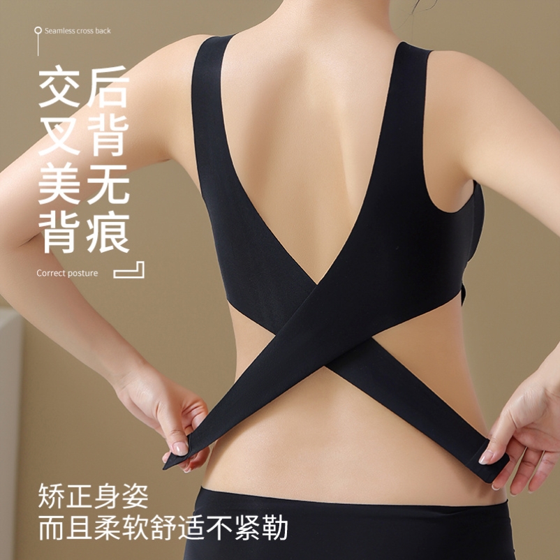 无痕内衣女聚拢防下垂调整型无钢圈文胸夏季薄款美背心运动抹胸罩