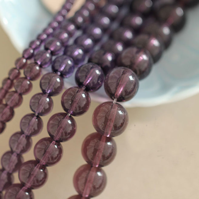 花影梦汉服古风DIY饰品配件*紫罗兰色玻璃圆珠手链隔珠材料散珠
