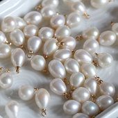 淡水珍珠水滴椭圆吊坠手工DIY发簪手链吊坠挂坠坠子耳环配件材料