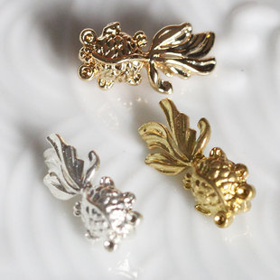 花影梦古风步摇发簪DIY配件饰品材料 17mm黄铜迷你小金鱼铸件