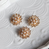 黄铜铸铜仿珍珠花心花蕊吊坠项链流苏手链手工材料配件古风国风