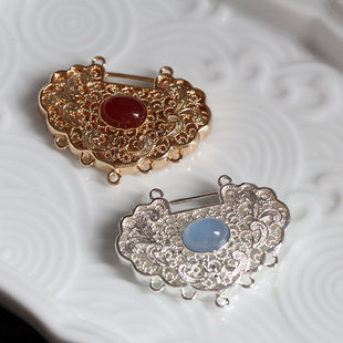 黄铜铸铜仿花丝长命富贵锁吊坠项链流苏手链手工材料配件古风国风