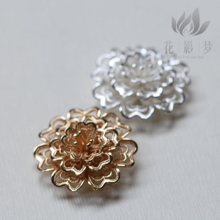 黄铜铸铜仿花丝大花*花影梦发簪发饰头饰DIY配件
