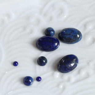 青金石圆形椭圆形戒面耳环手链项链手工材料花影梦古风汉服配件