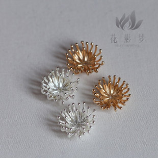 保色15mm双层铸铜花心花蕊玉簪花材料*花影梦发簪发饰头饰DIY配件