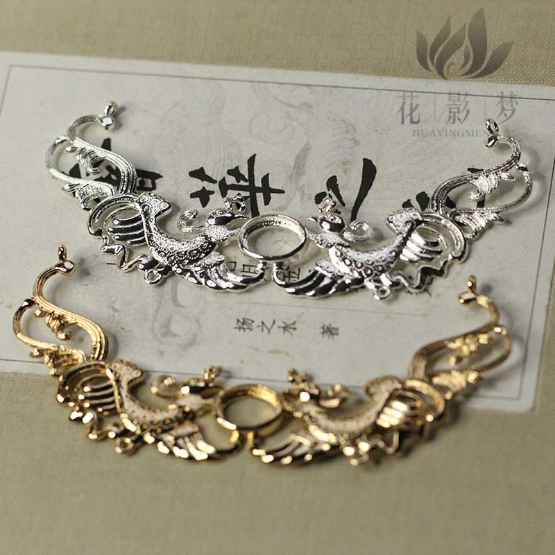 黄铜铸铜双凤戏珠*花影梦发簪发饰头饰DIY配件