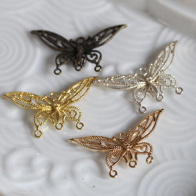 花影梦步摇发簪DIY配件头饰品材料*新款尖角花丝蝴蝶