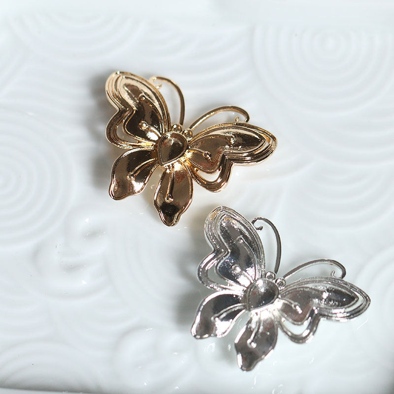铸铜黄铜保色蝴蝶滴油底胎吊坠项链发簪材料花影梦汉服婚庆配件