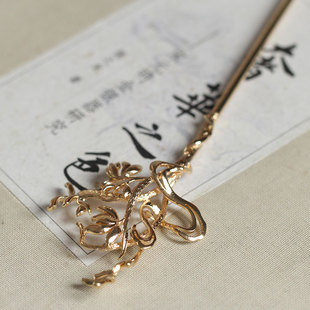 黄铜保色仙气飘飘莲花发簪单簪*花影梦发簪发饰头饰DIY配件