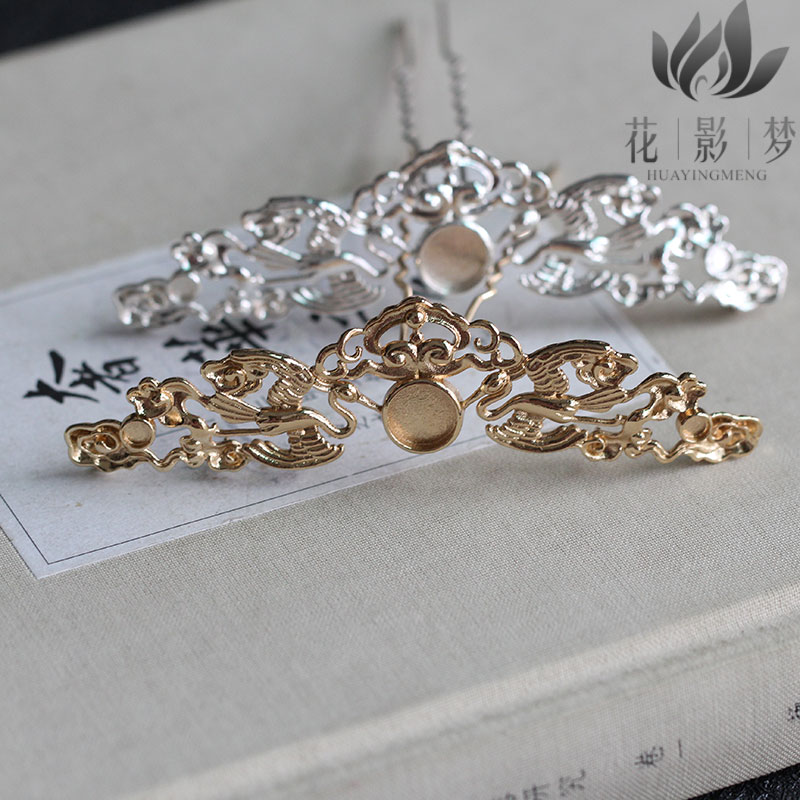 diy黄铜仙鹤头饰发冠