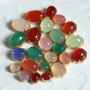 铸铜玛瑙紫晶宝石托四爪吊坠手链项链发簪材料花影梦汉服婚庆配件