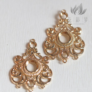 保色黃銅鑄銅水滴形復(fù)古流蘇掛頭耳環(huán)配件 花影夢發(fā)簪發(fā)飾頭飾DIY