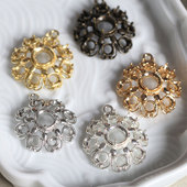 花影梦古风DIY配件饰品材料 黄铜铸件宝石托挂坠复古宫廷吊坠镀金