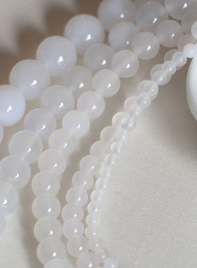 古风宫花发簪DIY配件饰品材料*散珠*12/10/8/6/4mm白玛瑙珠子