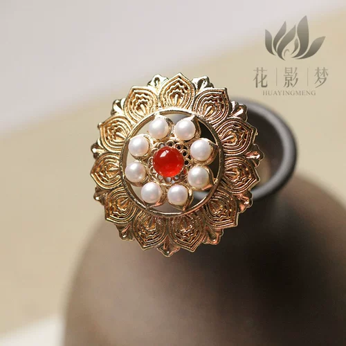 Латунная китайская шпилька в форме цветка, аксессуар для волос, аксессуары