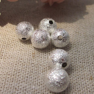 古风宫花发簪DIY配件饰品材料*4/6/8/10mm银色磨砂珠子