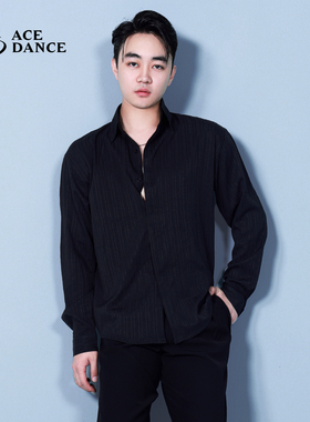 ACE拉丁舞男上衣舞服衬衫立体浮雕竖纹专业设计款练功服比赛SY287