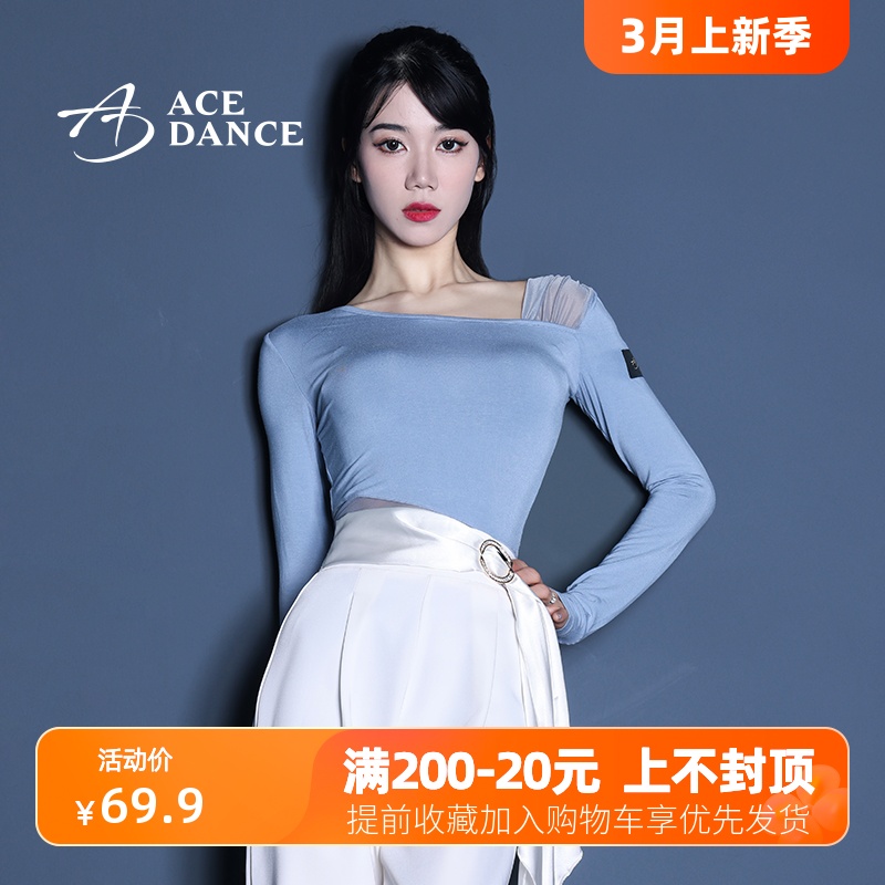 ACEdance拉丁舞网纱拼接设计上衣