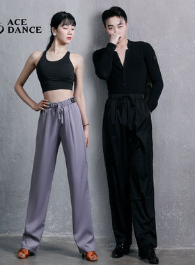 ACEdance瑰意拉丁舞裤春秋男女同款松紧腰直筒舞裤国标舞裤DA183