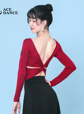 瑰意女成人拉丁舞服装性感露背上衣练功服国标舞艺考表演服SY123