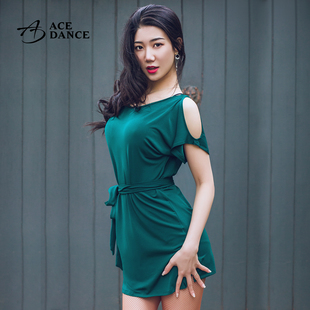 舞裙WQ068 系带短袖 瑰意女拉丁舞成人新款 宽松练功服开肩蝙蝠袖