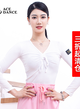 ACE dance瑰意拉丁舞服装女棉长袖舞服抽绳上衣设计款练功服SY171