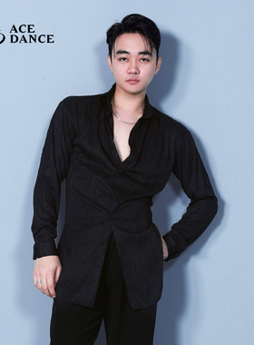 ACEdance拉丁舞专业男成人衬衫肌理纹透气设计款上衣练功服SY289