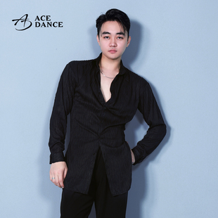 ACEdance拉丁舞专业男成人衬衫 上衣练功服SY289 肌理纹透气设计款