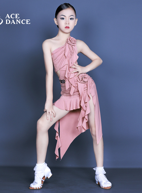 ACEDANCE瑰意拉丁舞少儿童立体簪花海浪设计款比赛表演裙SRQ616