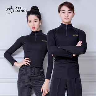 国标舞衣练功服装 成人高领长袖 摩登舞上衣女男新款 瑰意拉丁舞服装
