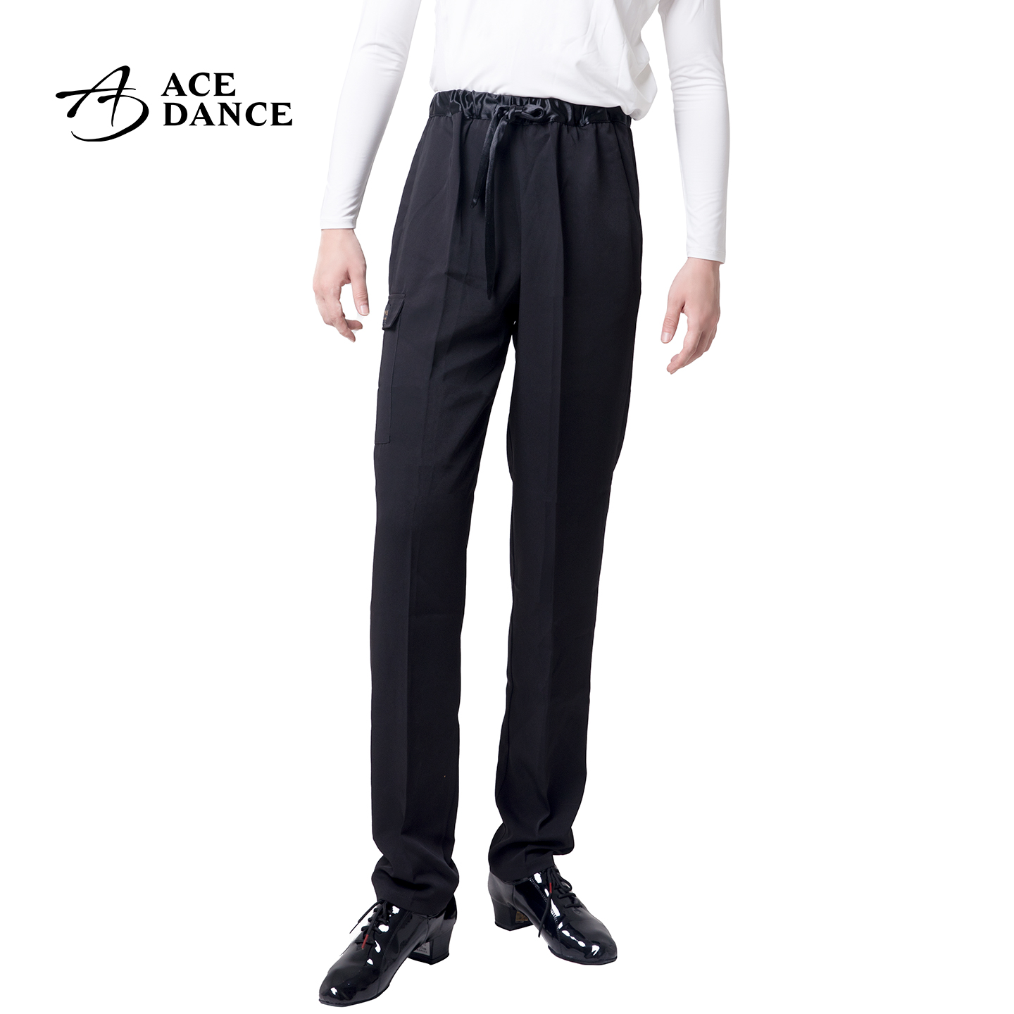 瑰意拉丁舞裤子男成人松紧腰口袋裤国标舞练习裤宽松舞蹈裤DA140