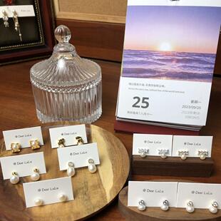 Deer鹿鹿家天然珍珠925银针耳钉气质百搭不规则简约耳饰高级感新