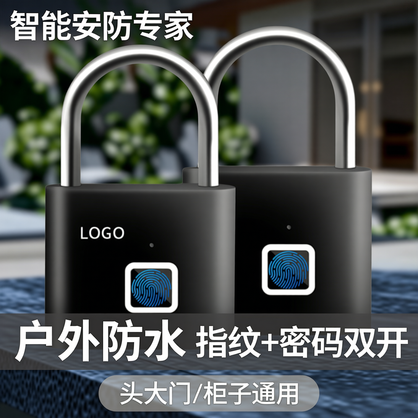 智能指纹挂锁户外防水识别挂锁智