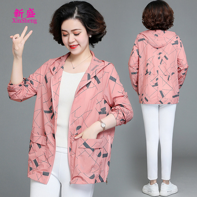 夏季防晒服加大码薄款印花妈妈装