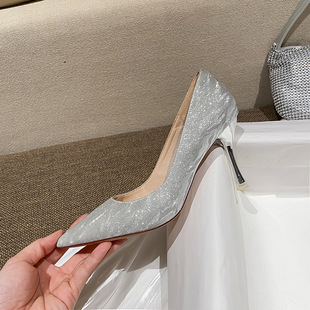 休闲婚鞋 新款 性感尖头细跟单鞋 简约时尚 浅口韩版 x女鞋 2020春季