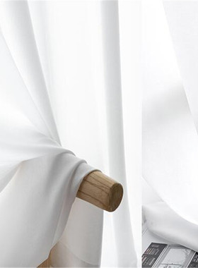 加厚天丝绒纱 白色透光不透人纱窗帘 纯色窗帘 客厅隔断阳台装饰