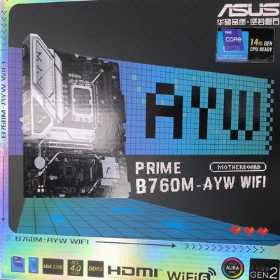 华硕B760M AYW WIFI  D5+12600kf全新散片