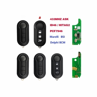 适用菲亚特Ducato, Bravo折叠钥匙ID46 Marelli/Delphi系统 433Mh