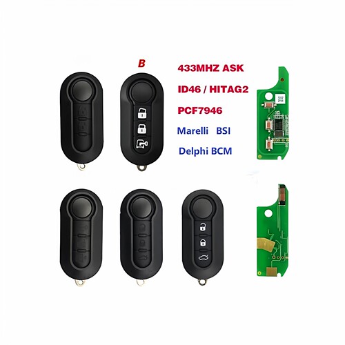 适用菲亚特Ducato, Bravo折叠钥匙ID46 Marelli/Delphi系统 433Mh