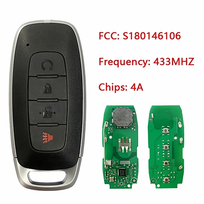 适用于尼桑23款 Ariya 4键智能卡钥匙FCC: S180146106 433MHZ 4A