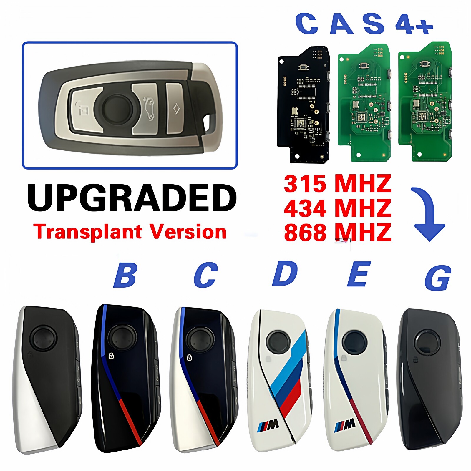 适用于宝马 CAS4+升级智能卡钥匙（移植版本) 315/434/868mhz