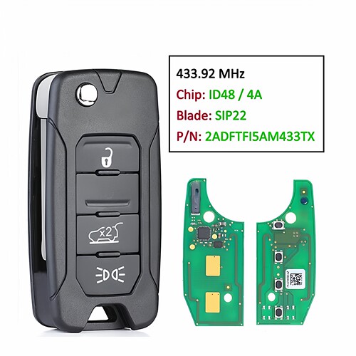 适用吉普指南者自由光 自由侠遥控器 MQB/48 4A芯片 433.92MHZ