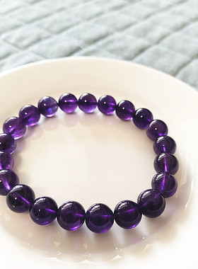 天然乌拉圭紫水晶手串冰种深紫水晶手链送女友闺蜜上岸礼物一级品